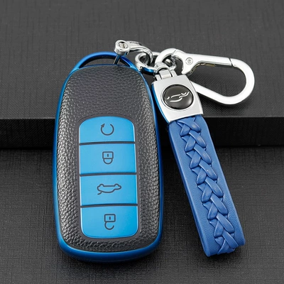 Car key bag, Omoda 5x Tiggo 9 GX - chery-h-model-gemstone-blue-single-set-lambskin-lanyard