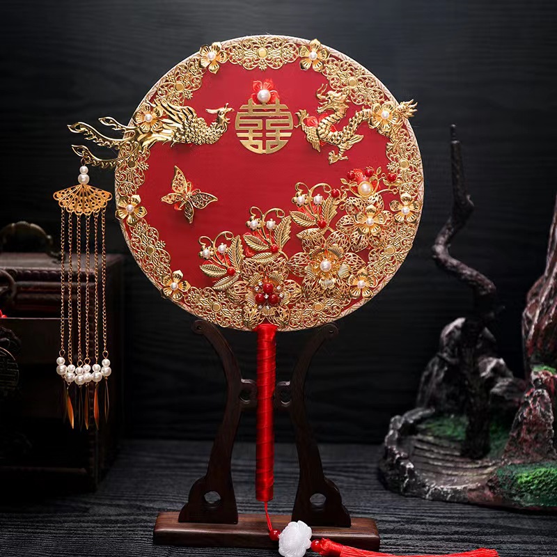 Fan for a traditional-style bride, wedding fan set, DIY phoenix fan, wholesale