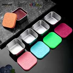 Amazon 304 ステンレス鋼ソースカップサラダドレッシング容器シリコン蓋付き漏れ防止正方形スナック弁当箱