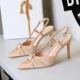 312-3 style banquet silk bow thin heeled high-heeled shoes with pointed toe, shallow mouth, empty toe, shallow mouth, single shoe