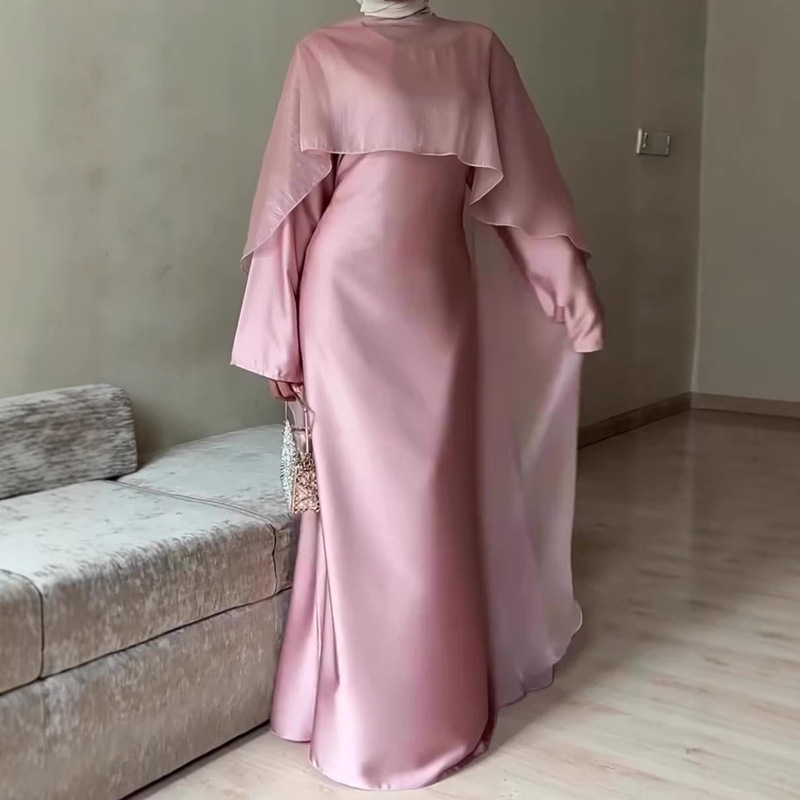 Elegant and Silky Amazon Autumn New Dress for Women, Sweet Cross-Border Long-Sleeve Long Dress, European and American Soft Style 2025