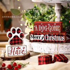 クロスボーダー新製品クリエイティブクリスマスホームデコレーション楽しい足跡デスクトップ装飾品ホリデー木製工芸品装飾品