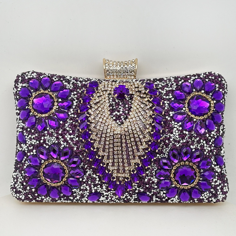 Bolso de noche transfronterizo Bolso de banquete incrustado en diamantes Bolso de noche de diamantes de imitación Bolso de vestir europeo y americano Bolso de diamantes de imitación Bolso DE BODA Embrague
