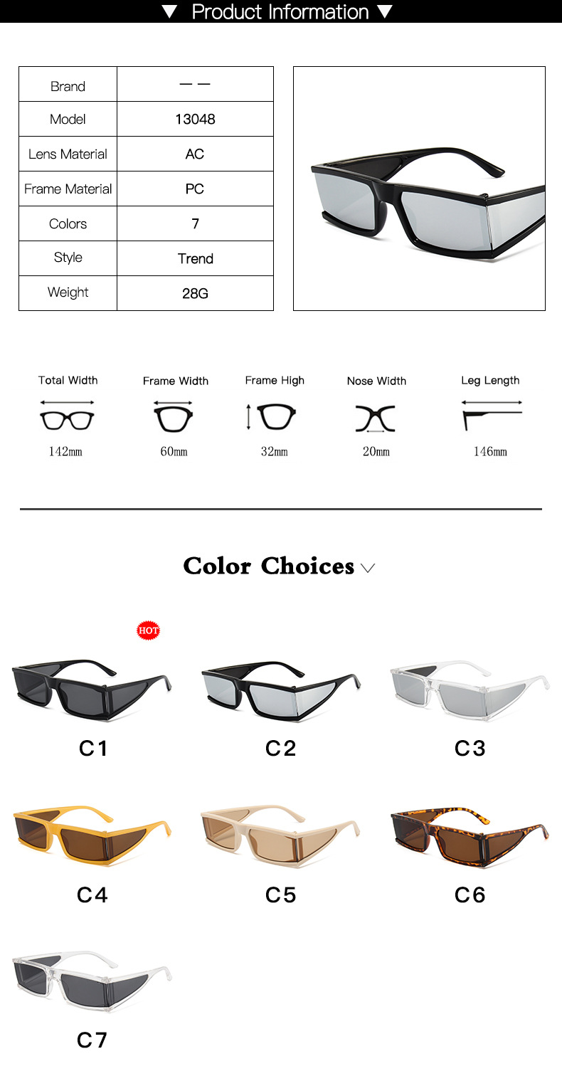 Personalised Small Box Sunglasses Punk Style Mercury Lens_voghion.com