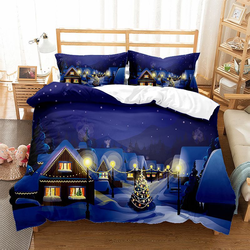 Christmas sled series three down duvet cover, matte four two piece set, customizable_voghion.com