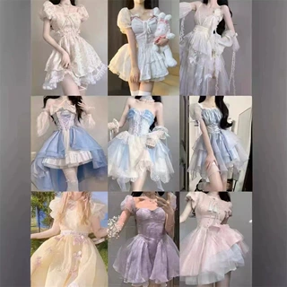 小清新连衣裙2024夏季新款韩系长裙小个子收腰显瘦雪纺碎花连衣裙