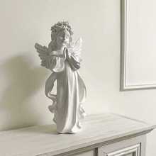小天使女孩摆件托盘树脂石膏雕像桌面客厅玄关家居装饰品摆设手绘