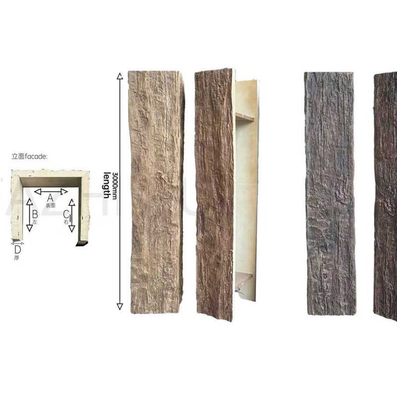 Personalizada placa de madera PU imitación viga de madera decoración viga de olmo vieja viga de madera imitación viga de la casa viga de paquete columna hueca imitación madera antigua