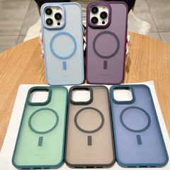 適用iphone15promax磁吸手機殼14半透14pro磨砂13高級感12/11簡約