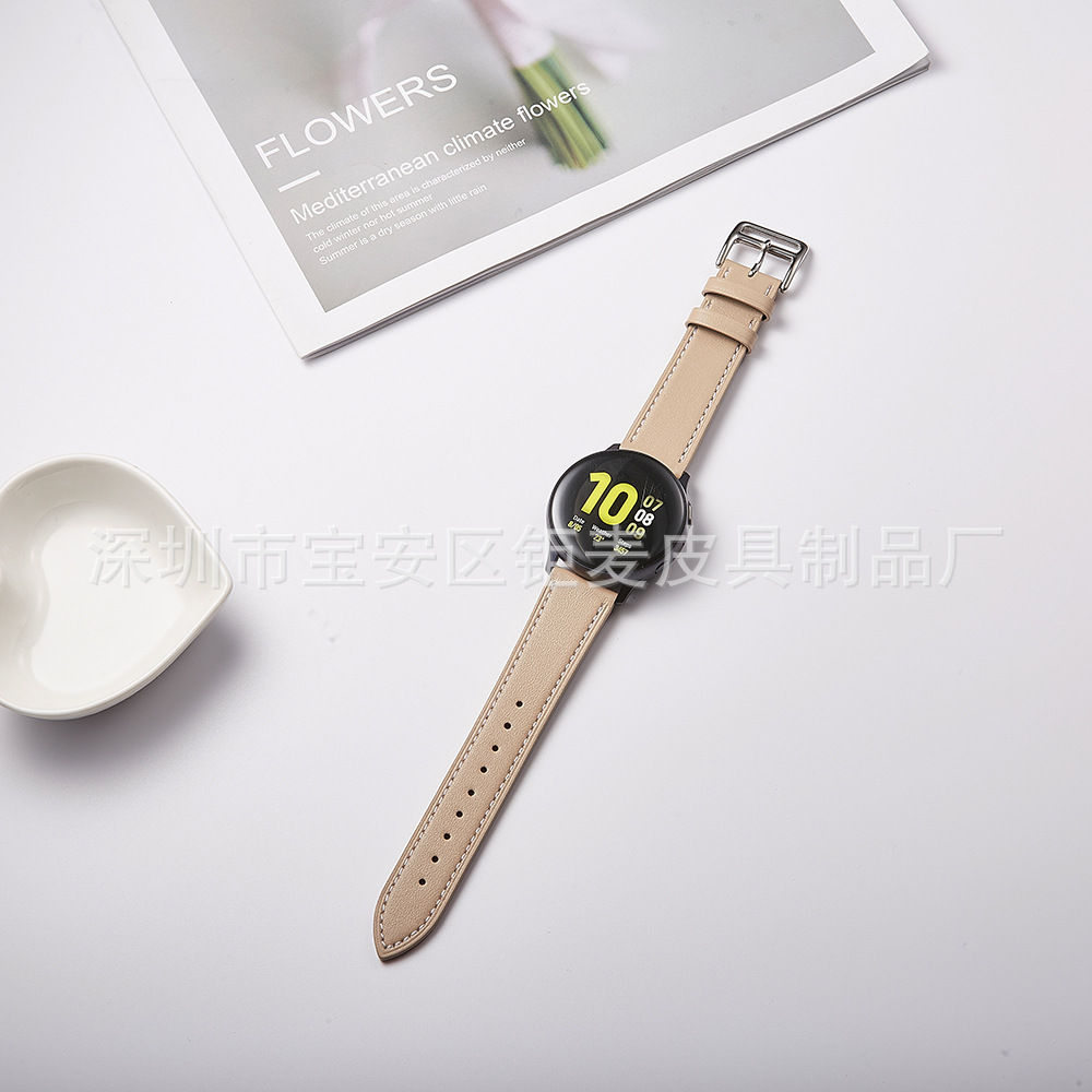 Aplicable a Huawei GT1/2 Samsung Galaxy watt4/5/6 correa de cuero de doble cara 18mm20mm