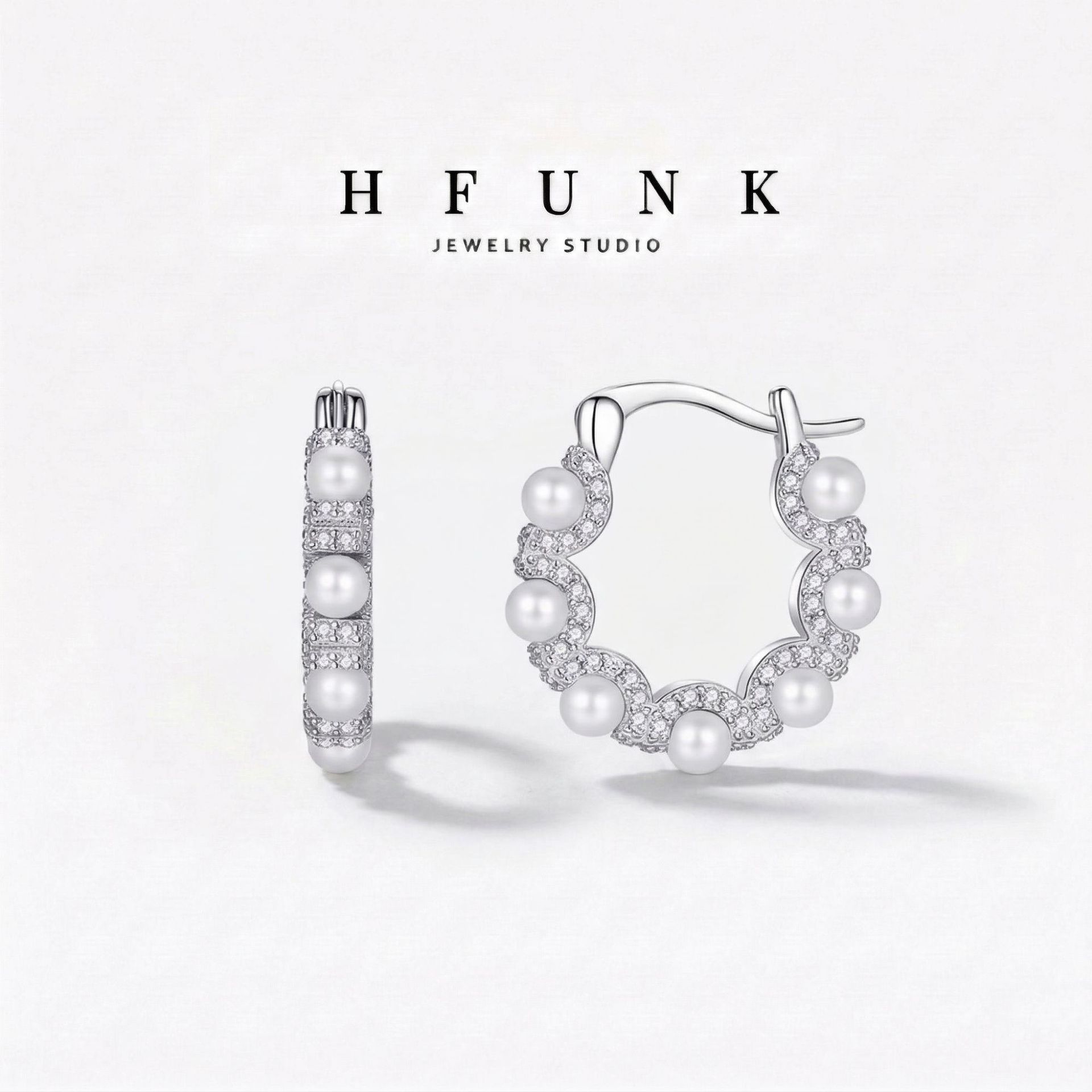 Pearl Earrings That Don'T Fade, Vintage Lace Ear Hoops, Versatile and Stylish for Women, Fashionable and Simple Ins-Style Earrings