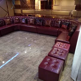 ktv沙发包厢民宿会所餐厅酒吧清吧网咖UL型转角卡座茶几组合