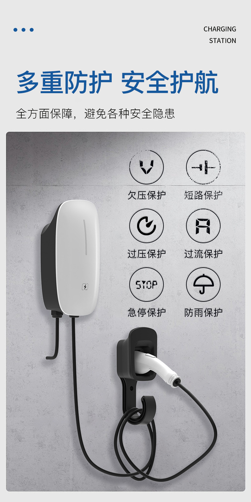 7kw AC European standard charging pile household outdoor wall-mounted new energy car charger Type2 support OCPP
