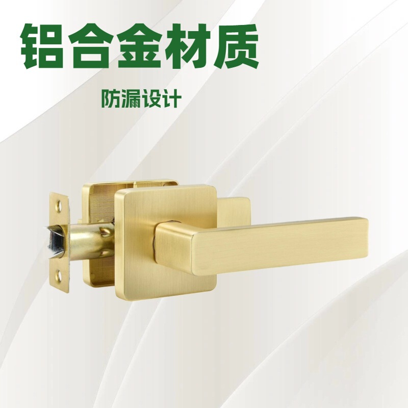 Cross-Border Heavy-Duty Three-Bar Handle Lock Classic Door Lock Bathroom Kitchen Bathroom Warehouse Corridor Square Cover Gold Channel Lock