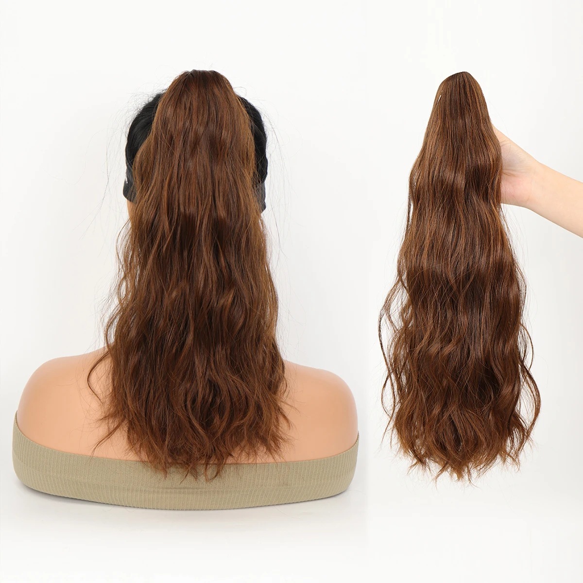 Peluca mujer cola de caballo en línea celebridad estilo coreano pinza de pelo pera flor rollo natural sin costura artificial Pelo Corto Cola de Caballo alta torcedura trenza