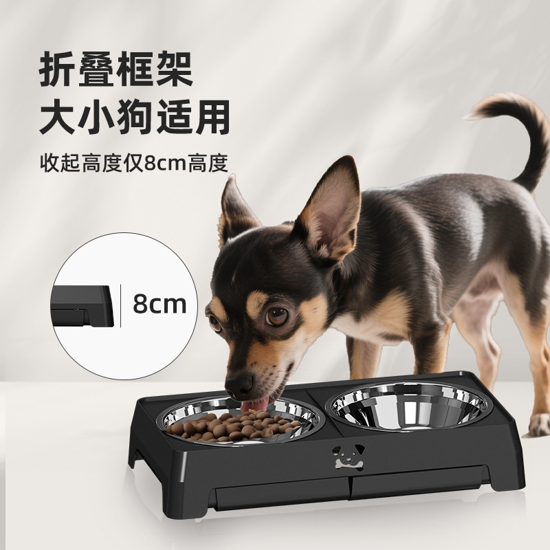 Comedero ajustable de acero inoxidable para mascotas, comedero para perros de altura ajustable, comedero doble para perros medianos y grandes, comedero plegable