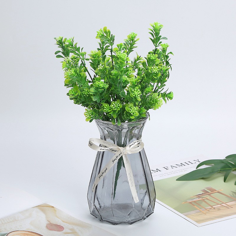 Artificial flowers and green plants, planters, partition decorations, fence, flower vases, matching materials, plastic seaweed, 7-prong artificial ginkgo leaves