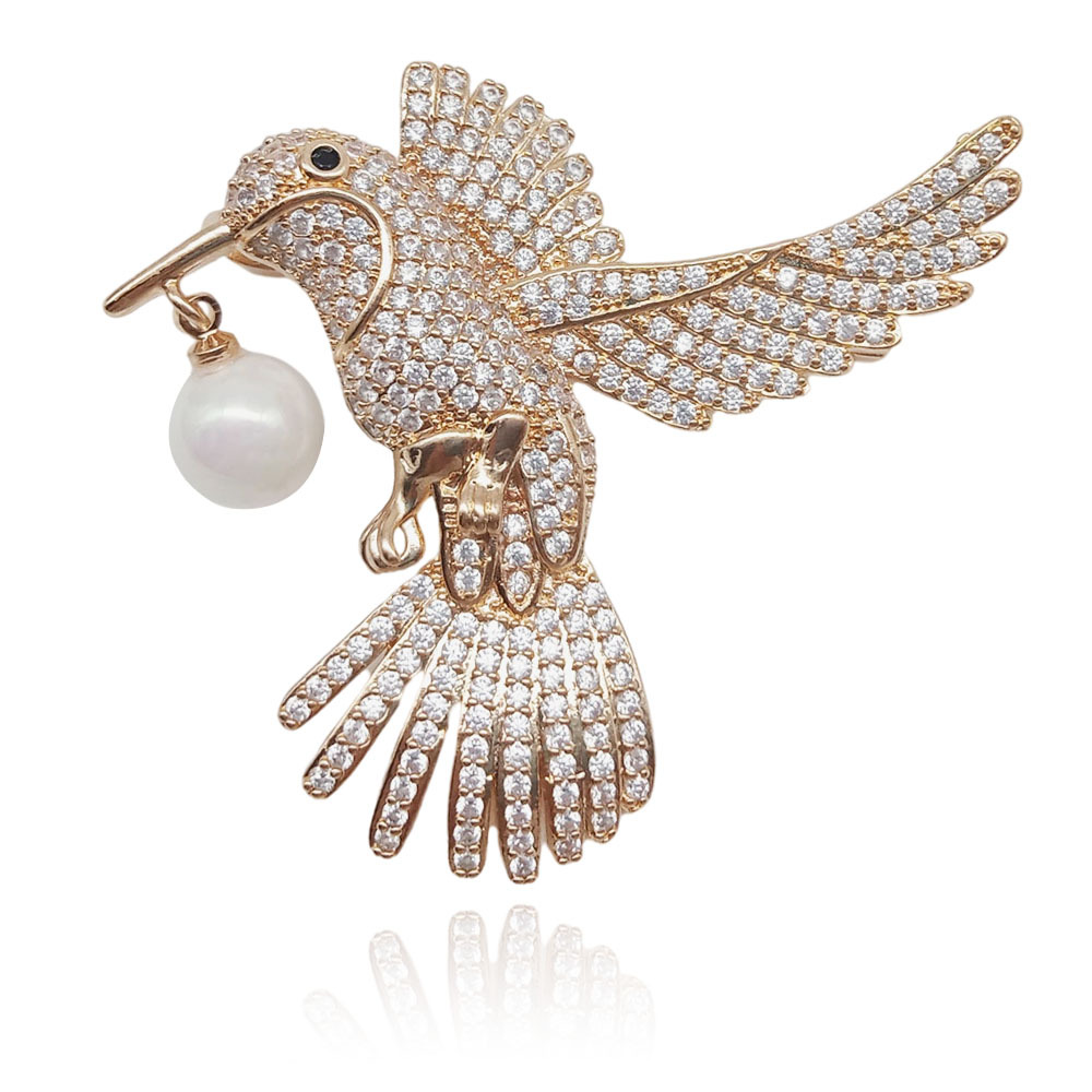 Copper Material Women's Gender Plating, Inlay Design Elegant Pin Copper Plating Inlay Artificial Gemstones Women's Brooches