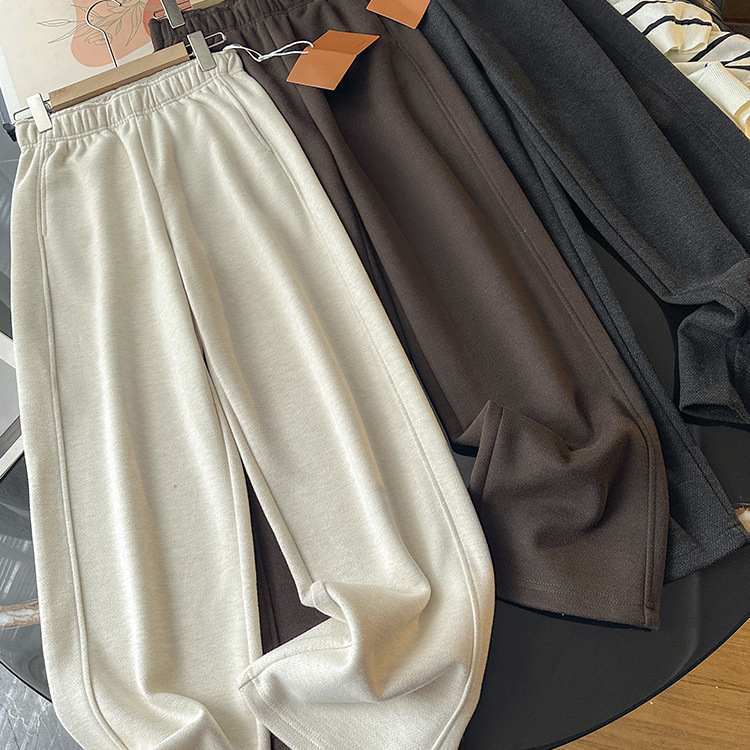 Italian Single! Silk Cashmere Elastic Slimming Waist Draped Knitted Woolen Pants Straight Wide Leg Pants for Women Autumn and Winter New