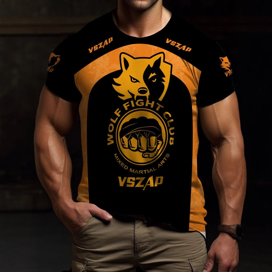 Vszap Short-Sleeved Fitness Elastic Quick-Drying T-Shirt Muay Thai Mma Men's Sports Sanda Fighting Martial Arts Style Boqiu