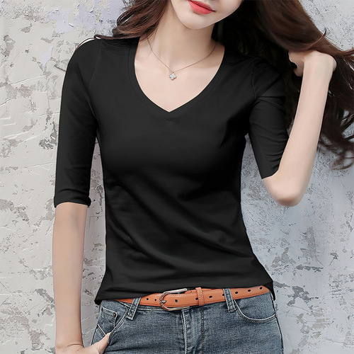 Avocado Green V-Neck T-Shirt for Women - Summer and Autumn Stylish Top with 2025 Design, Sleeveless Bodysuit with Pigeon Collar