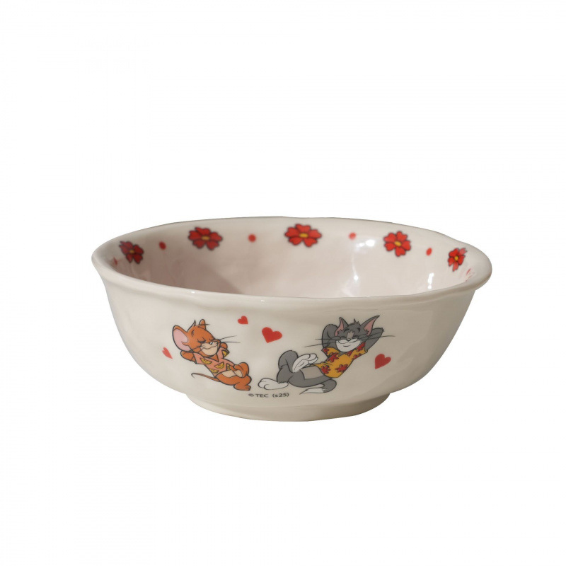 Gato y ratón dibujos animados lindo tazón y platos combinación casera de alta cara cubierta de platos de fiesta caja de regalo
