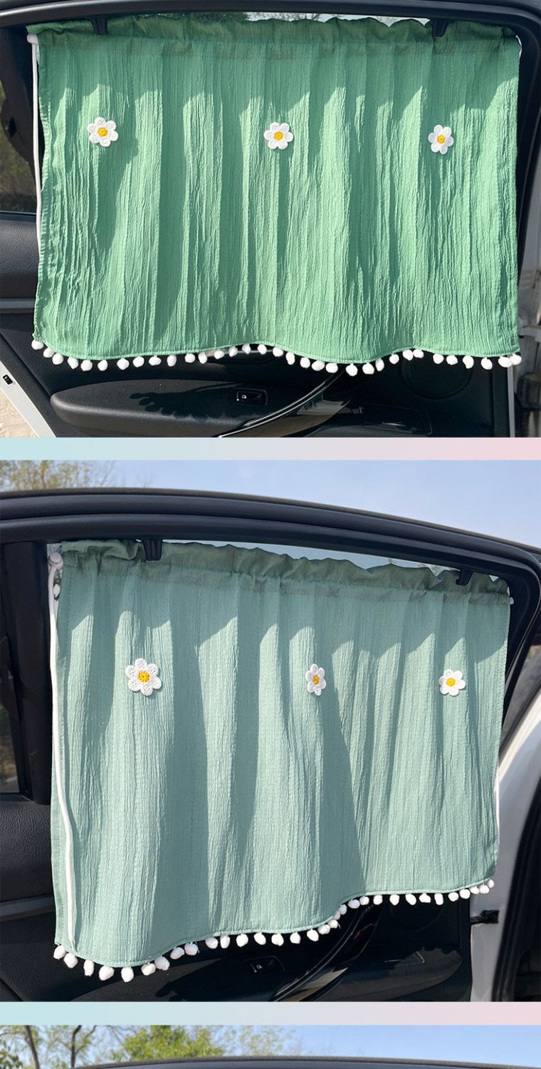 Fresh and Simple Car Window Sunshade Curtain, Sun Protection, All-Season Pull-Out Curtain with Suction Cups, Car Interior Privacy Curtain for Sleeping