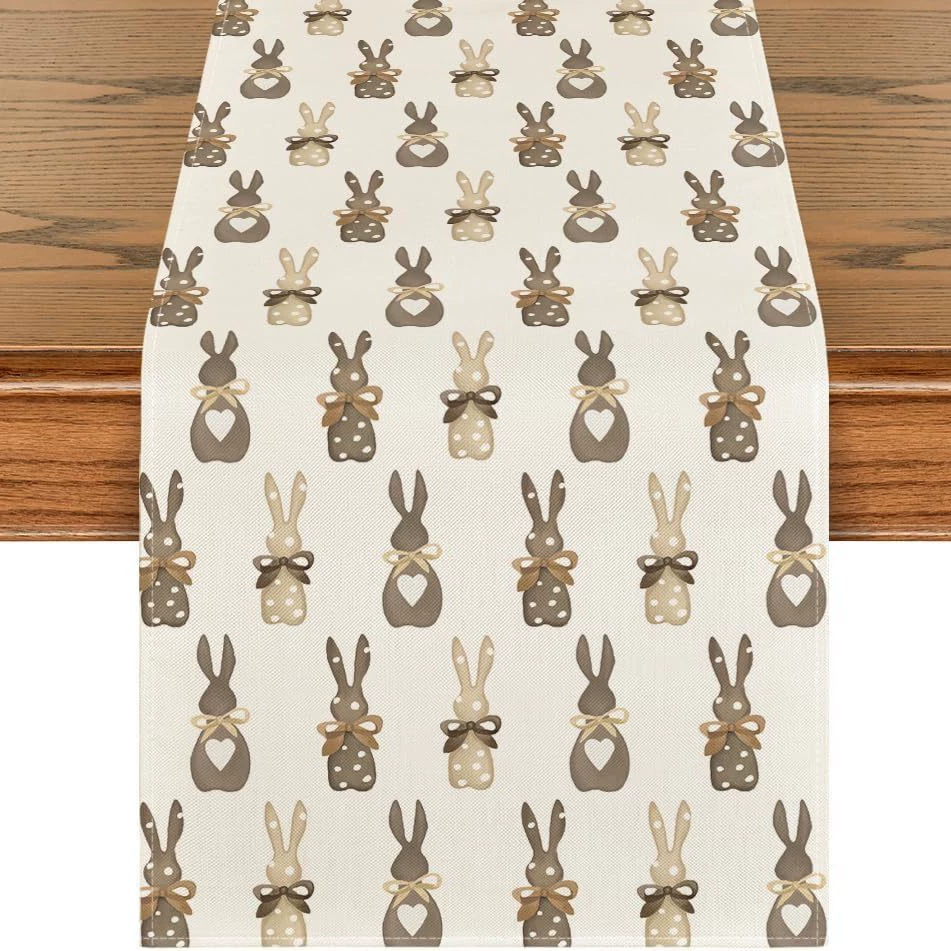 Amazon Best Selling Easter Bunny Egg Table Runner Restaurant Tabletop Holiday Party Home Decoration Table Runner