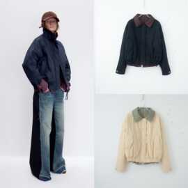 2025秋冬新款格纹哈灵顿翻领棉服外套