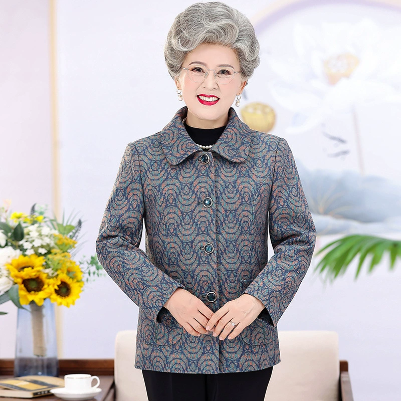 Весеннее пальто для мамы 60 лет, демисезонная шерстяная куртка свободного кроя, бренд 其他, размеры XL-5XL