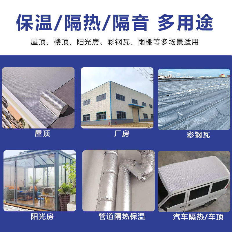 Aislamiento de Aluminio y Algodón, Aislamiento de Goma Autoadhesivo, Protección Solar para Techos de Terrazas, Panel Aislante para Techos, Resistente a Altas Temperaturas e Ignífugo