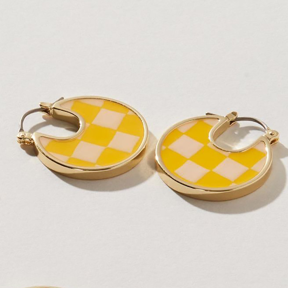 1 Pair Casual Simple Style Lattice Enamel Alloy Drop Earrings display picture 7