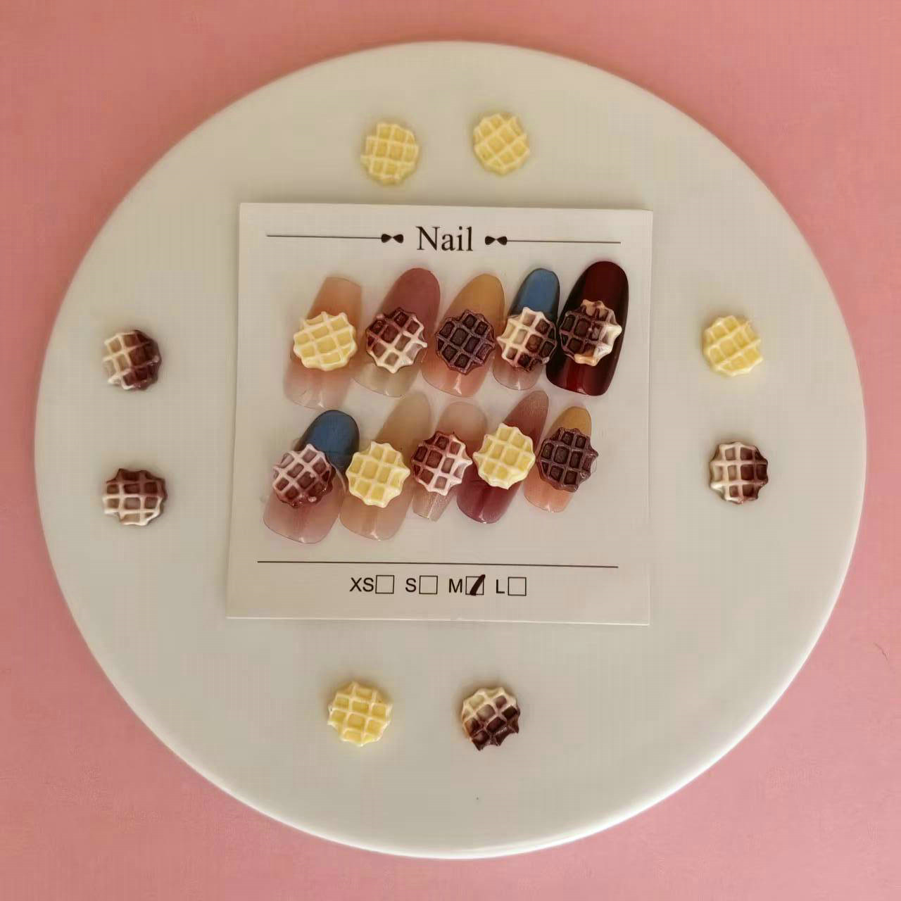 仿真曲奇网红卡通美甲饰品迷你华夫饼微缩跨境新品奶酪奶油胶材料