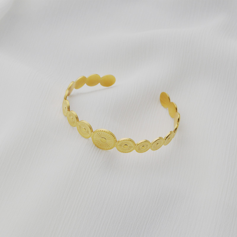 Franais simple rtro rond connect motif d39ouverture bracelet ouvert bijoux  main en acier inoxydablepicture6