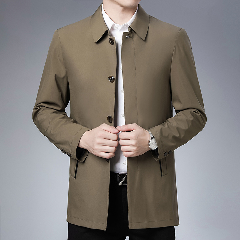 2025 秋メンズパーカーウインドブレーカーファッションカジュアルビジネスジャケットルーズシンプルなラペルコートクロスボーダー卸売