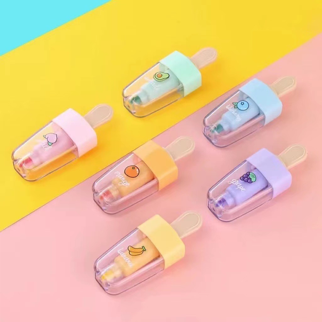 Lindo Corea del Sur fruta Popsicle highlighter traje color notas regalo Día de los niños para estudiantes clave