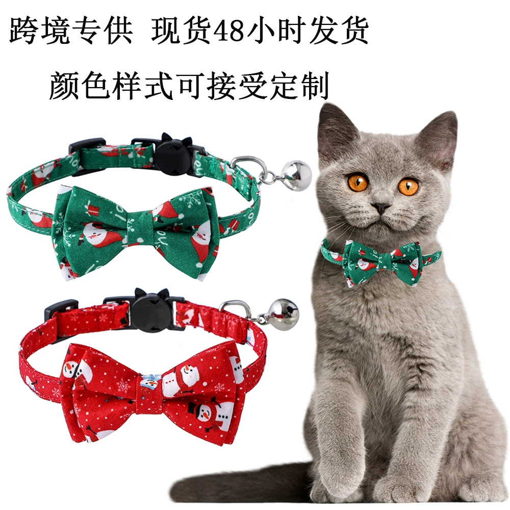 Трансграничный новый европейский и американский рождественский Санта-Клаус снеговик узор домашний лук колокольчик кошачий ошейник