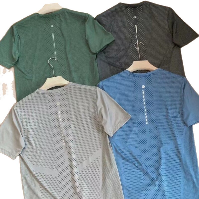 Lulu Summer Cross-Border Main Promotion High-Quality Men's Short-Sleeve Sports Quick-Dry Crew Neck T-Shirt Ultra-Thin Breathable Loose Casual