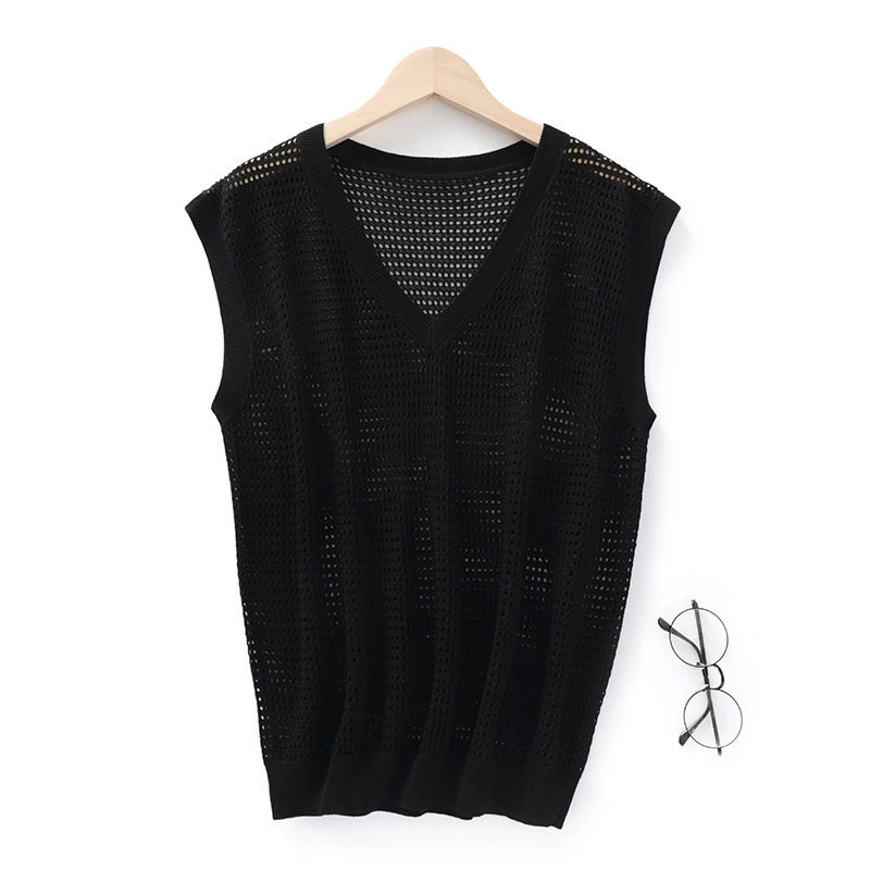 24 весны и лета новая горячая девушка шелковый льняной вязаный жилет женский темперамент без рукавов топ с полой красивой спиной