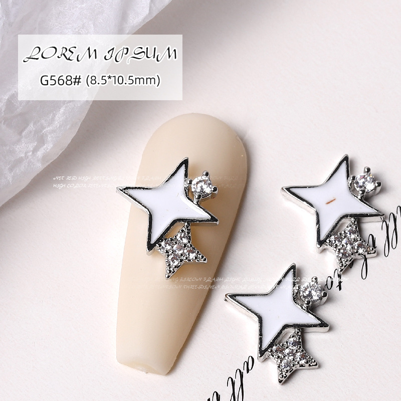 Nueva celebridad de internet luz de lujo circón amor super flash perla mariposa colgante cadena de uñas estrella de plata diamante conejo pequeño diamante image 14