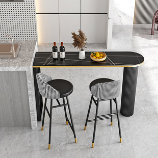 Nordic Light Luxury Bar Table Home Living Room Wall Partition Dining Table Balcony Casual Rock Board High Table and Chair Combination