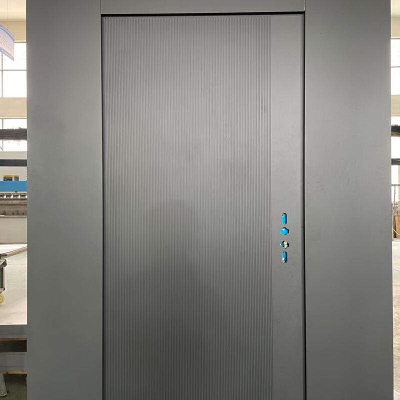 Factory Direct Supply Rural Self-Built House Villa Entrance Door Cast Aluminum Door Zinc Alloy Imitation Copper Anti-Theft Door with Stripes