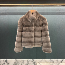 2025冬季新款雾灰双色高端雷克斯獭兔毛皮草外套女毛毛大衣