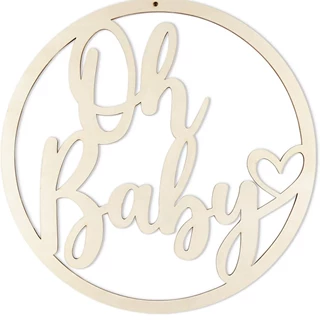 跨境木制插牌OhBaby婴儿淋浴男女孩木质乡村波西米亚性别蛋糕装饰
