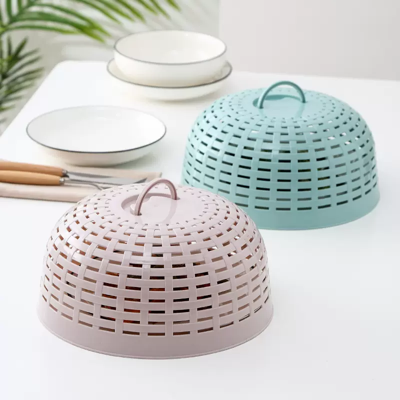 桌面防尘菜罩多功能迷你圆形塑料罩防尘防蝇食物罩厨房洗菜沥水篮