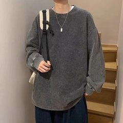 春秋の新型は古いレトロな長袖のtシャツの潮流をします。