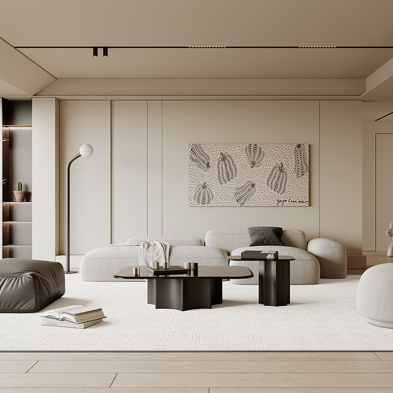 Fábrica de fuente de crema alfombra de sala de estar doméstica dormitorio impermeable alfombra de forma especial redonda gruesa personalizada