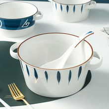 汤盆双耳汤碗大号家用网红陶瓷泡面碗单个创意个性日式餐具ins风