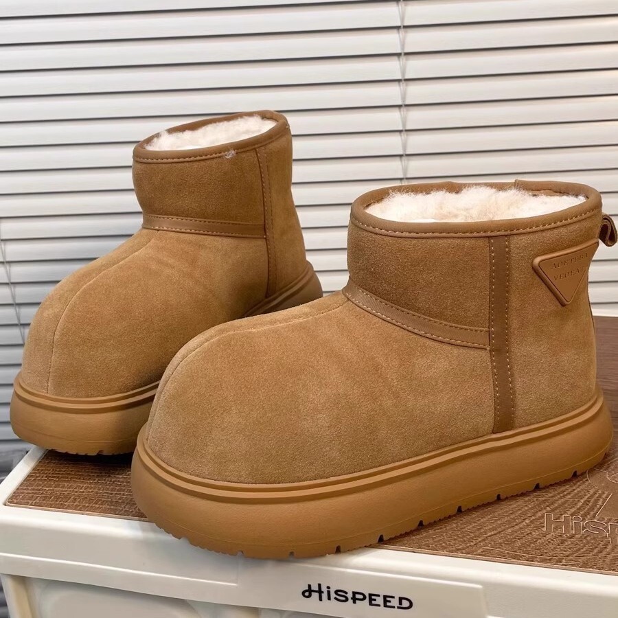 카피 바라 스노우 부츠 여성용 기모 두꺼운 코튼 슈즈 겨울 2024 새로운 따뜻한 스노우 코튼 브레드 슈즈 미운 귀여운