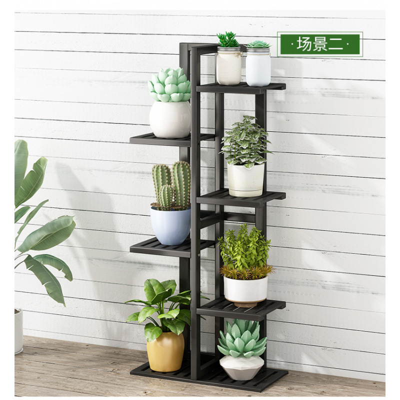 Estantes de flores de balcón interior modernos y simples aterrizan al aire libre estantes de flores de varias capas estantes de flores de madera maciza estantes de madera maciza estantes de madera